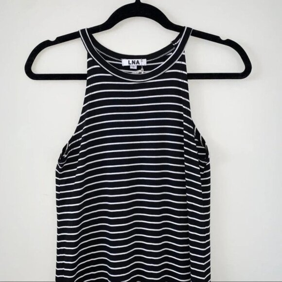 Revolve LNA Leigh Maxi Dress stripes Long Sleeveless Curved hem Scoop neck XS - Picture 9 of 15